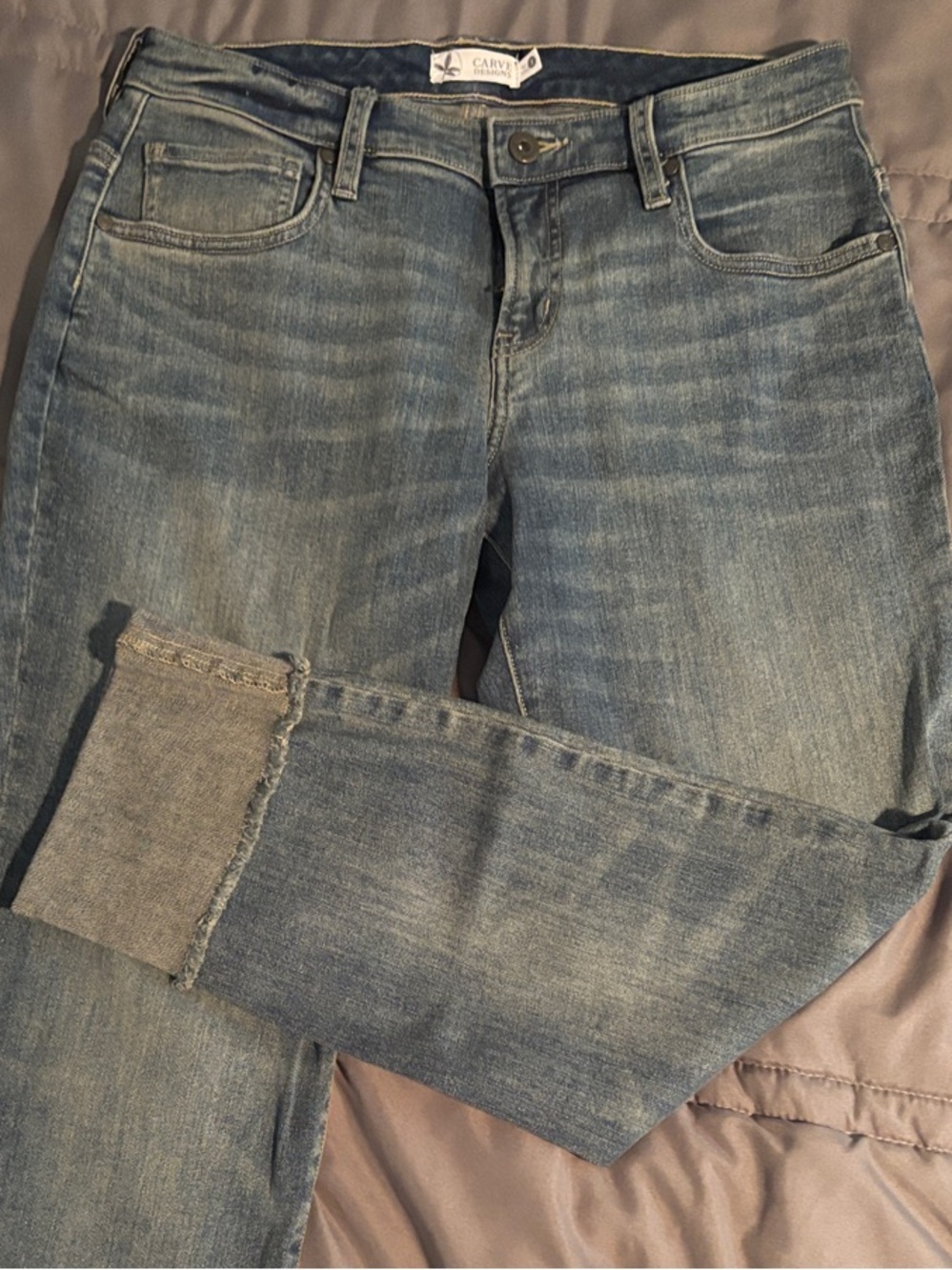 Carve Designs Washed Blue Cropped Boyfriend Jeans